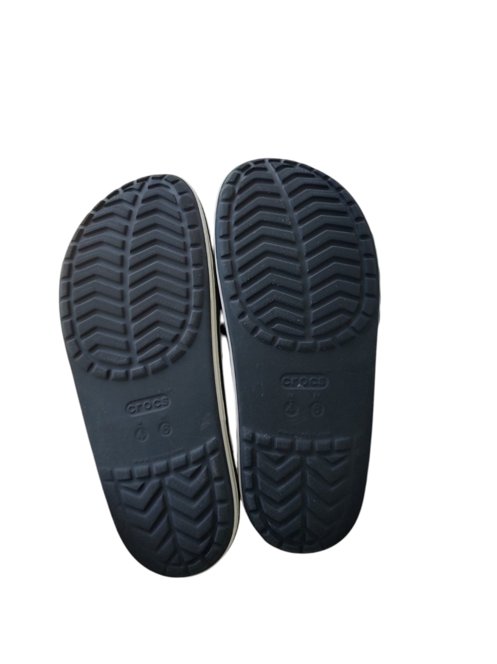 CROCS Black Slide Sandals with White Trim - Picture 5 of 5